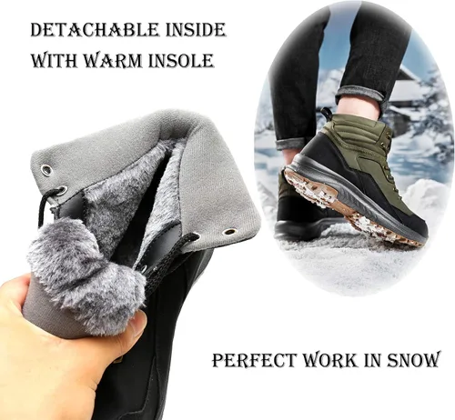 Vista 3 de UPSOLO Botas de trabajo de nieve cálidas de invierno para hombre