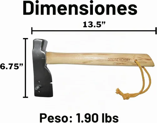 Vista 4 de Hacha de teja para techos con cara de golpe fresada, calibre de exposición de tres posiciones (4½", 5", 5"), ranura para clavos y mango de madera