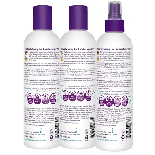 Vista 3 de Fairy Tales Daily Cleanse Everyday Kids - Juego de champú, acondicionador y aerosol para niños, definición natural suave, sin enredos, hidratante +