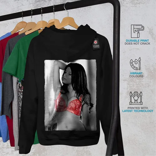 Vista 4 de wellcoda Ligerie Adult Girl Womens Hoodie Sensual Print on The Jumpers Back