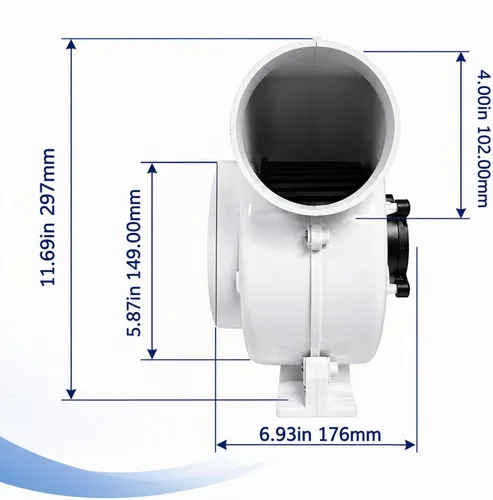 Vista 7 de SEAFLO Ventilador de soplador de alto flujo, 320 CFM 12 voltios, montaje en brida, protección contra encendido, plástico ABS blanco