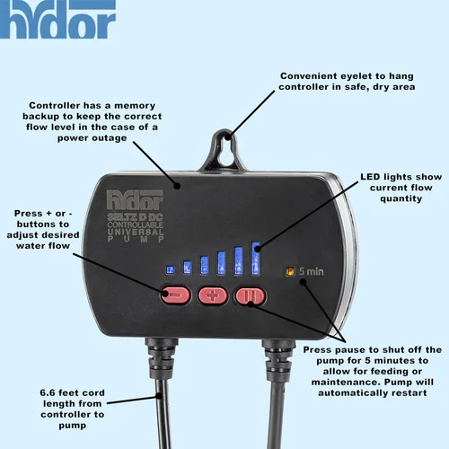 Vista 6 de Hydor Seltz - Bomba universal controlable D DC de 500 GPH, 750 GPH y 1000 GPH para acuarios, arrecifes, estanques, tortugas, terrarios y fuentes