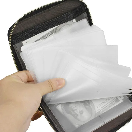 Vista 5 de Lacheln Tarjetero para mujeres y hombres RFID pequeñas carteras de tarjetas de crédito organizador de dinero Negro 40 ranuras Cartera RFID