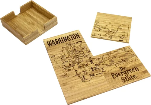 Vista 14 de Totally Bamboo California State Puzzle - Juego de posavasos de bambú de 4 piezas con estuche