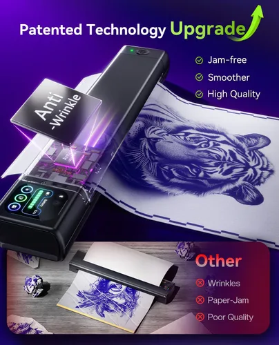 Vista 5 de Phomemo M08F Plus - Impresora de plantillas de tatuaje con pantalla táctil, Bluetooth, térmica with 10Pcs Premium Transfer Paper, Compatible with