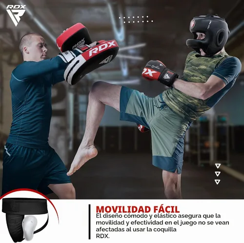 Vista 3 de RDX Protector de Ingle para Hombre, Copa para Boxeo, Kickboxing, MMA, Muay Thai, Entrenamiento de Lucha, Protector de Ingle Ventilado Ajustable Negro