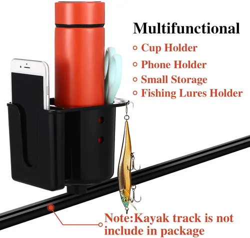 Vista 4 de Hoolerry 2 soportes multifuncionales para tazas de kayak, botella de bebida, soporte para teléfono y herramientas de pesca, accesorios de pesca