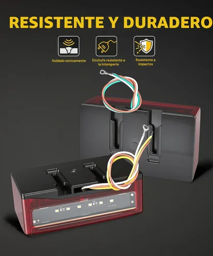 Vista 4 de Partsam - Kit de luces traseras LED rectangulares combinadas de 6", 12V, sumergibles, selladas, rojas, para remolque de barco, luz de freno, de rojo