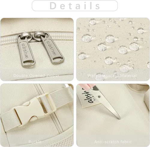 Vista 3 de Abshoo Mochila grande resistente para escuela y universidad. Mochila casual con múltiples bolsillos para viajes Beige
