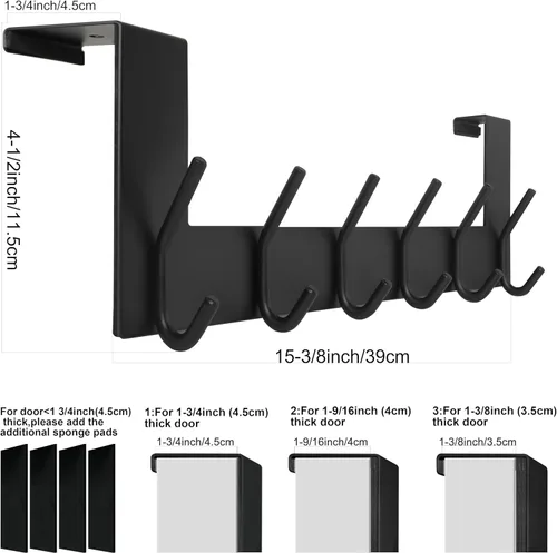 Vista 3 de WEBI Ganchos para Puerta Colgadores de Puerta: Toallero Sobre la Puerta con 6 Ganchos para Colgar, Colgador de Toallas Perchero de Puerta Colgador