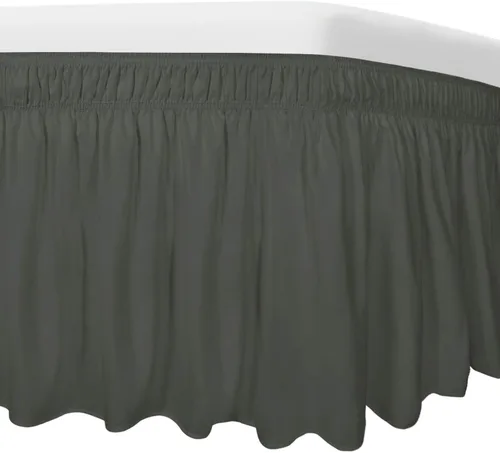Vista 12 de Easy-Going - Falda de cama para cama Twin o Full, caída a medida de 18 pulgadas, con cinturón elástico ajustable, fácil de usar sin levantar el Beige