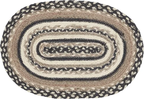 Vista 3 de VHC Brands Sawyer Mill, Dining Table Placemat, Braided Jute, Oval, Charcoal Creme, 10x15, 8 Pack 8 Pack