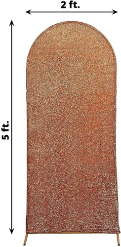 Vista 3 de Efavormart - Marco de fondo redondo de elastano dorado antiguo brillante de 5 pies, cubierta metálica brillante para arco de boda de 2 lados
