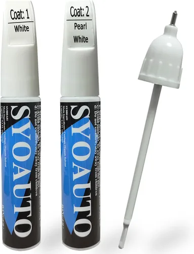 Vista 18 de SYOAUTO Blizzard Pearl 070 Pintura de retoque Fit para coches Toyota Pintura de retoque para autos Pincel y punta de reparación de arañazos 2 en 1