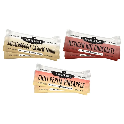 Vista 6 de Thunderbird Real Food Bars - Paquete variado de barras de bocadillos veganos paleo y sin gluten, 102 onzas