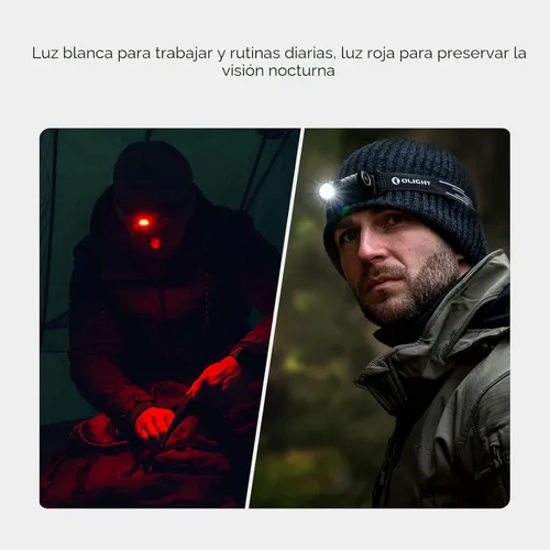 Vista 3 de OLIGHT Perun 3 mini linterna frontal LED de 1250 lúmenes, linterna frontal recargable con opción de luz roja, perfecta para trabajar, senderismo