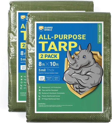 Vista 30 de GUARD SHIELD - Lona negra de 6 x 6 pies, lona impermeable, lona ligera para acampar al aire libre, lona polivalente de polietileno de 6 mil