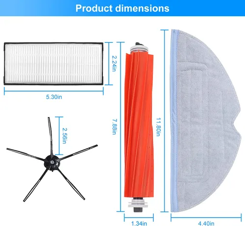 Vista 6 de Kit de accesorios S7 MaxV Ultra para Xiaomi Roborock S7 S7 + S7 MaxV, S7 MaxV Plus, T7S T7 plus T7S plus aspiradoras robot, 2 cepillos de rodillo, 4