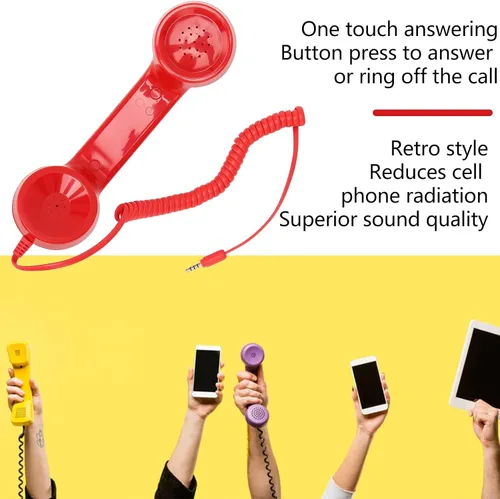 Vista 3 de Auricular de teléfono retro de 0.138 in, receptor de teléfono a prueba de radiación con micrófono, Hanset de teléfono celular para teléfonos móviles