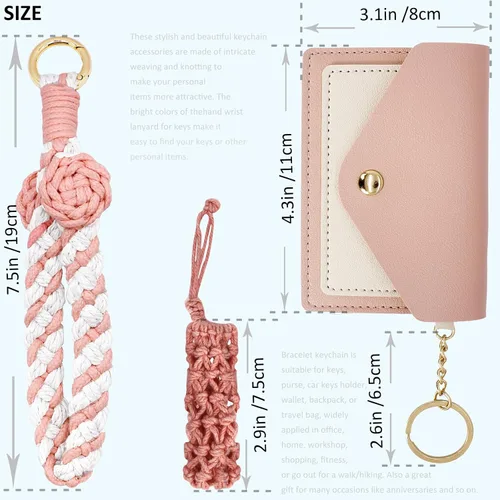 Vista 64 de BIHRTC Llavero de pulsera boho con soporte para lápiz labial, pulsera hecha a mano