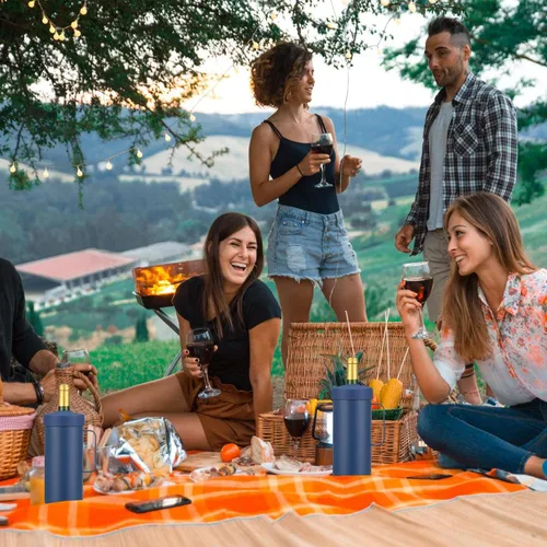 Vista 7 de MAXSO Vaso enfriador de vino de 42 onzas, regalo para los amantes del vino, cubo aislado al vacío de acero inoxidable 2 en 1, taza portátil