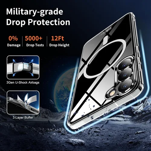 Vista 5 de Funda magnética diseñada para Samsung Galaxy S23+ Plus [compatible con MagSafe], protección contra caídas de grado militar [nunca amarillento] Funda