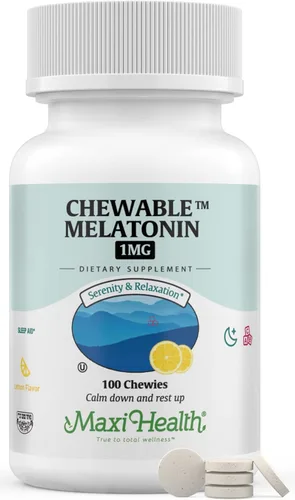 Vista 2 de Maxi Health Melatonina masticable, sabor a limón kosher, melatonina para adultos y niños, ayuda natural para adultos y niños, alternativa a la dosis