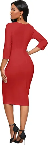 Vista 6 de Vestidos de iglesia para mujer, manga 34, entallado, con volantes, vintage, vestido de tubo para el trabajo