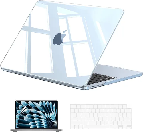 Vista 16 de EooCoo Funda para MacBook Air de 15 pulgadas M5 M4 M3 M2 2026-2023, color Crystal Black