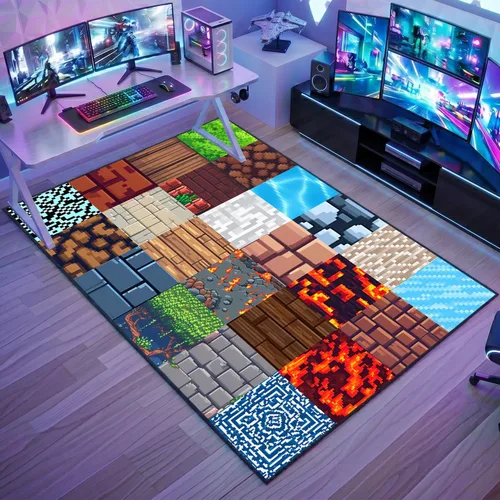 Vista 8 de Alfombra de juego - Alfombra de habitación de juegos a cuadros genial para niños, adolescentes, niños, alfombra para dormitorio, sala