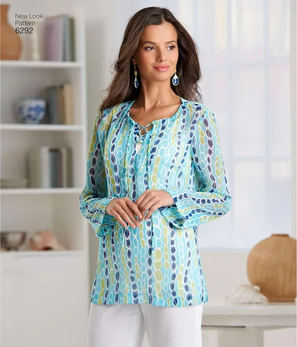Vista 5 de New Look Patrón de costura 6292: Túnica o top de señoritas y pantalones de tirar, Papel, Blanco, Tamaño: A (10-12-14-16-18-20-22)