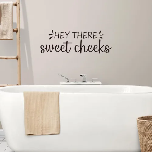 Vista 4 de Vancetyno Hey There Sweet Cheeks - Calcomanías de vinilo para baño, decoración de baño