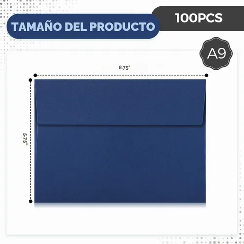 Vista 2 de Harloon 100 sobres de invitación A9, sobres para tarjetas de felicitación, color azul marino