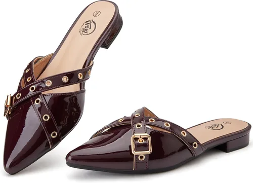 Vista 9 de Trary - Sandalias con lazo y puntera puntiaguda para mujer, modernas, talla 5 B- marrón