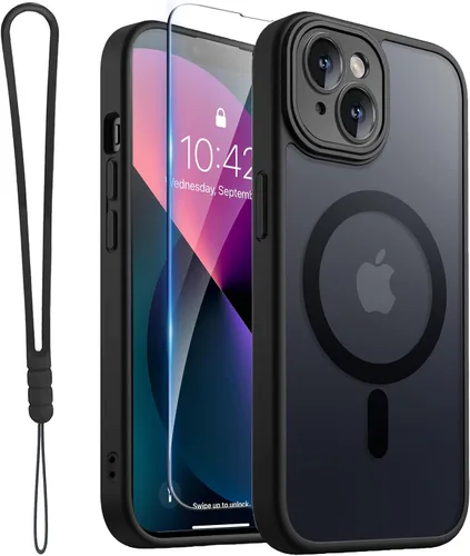 Vista 39 de ROYBENS Funda transparente mate para iPhone 12 Pro-Max compatible con Magsafe, protección completa de lente de cámara, protector de pantalla, correa
