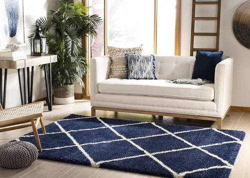 Vista 72 de SAFAVIEH Hudson Shag Collection - Alfombra decorativa de 2 x 3 pies, color beige y marfil, diseño moderno de enrejado, no desprende pelusa