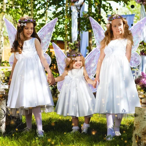 Vista 7 de 7PCS Fairy Wings Dress Up,Sparkling Sheer Wings Butterfly Fairy Halloween Costume Angel Wings for Kids Girls Women