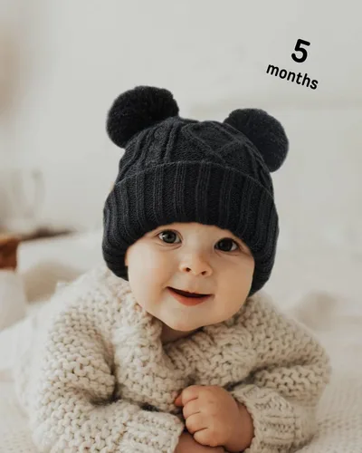 Vista 4 de FURTALK Gorro de invierno para bebé con pompón, gorro de punto cálido para niños y niñas