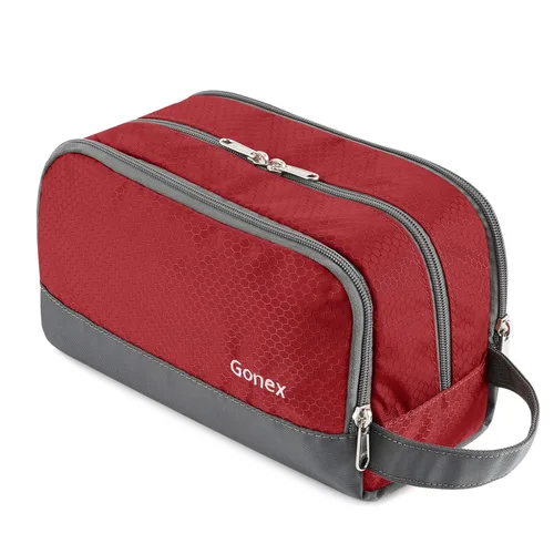 Vista 10 de Gonex Neceser de viaje de nailon, bolsa de afeitado, organizador de artículos de tocador, color negro
