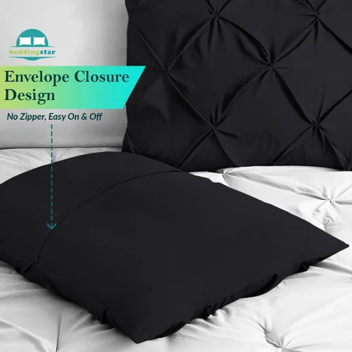 Vista 5 de beddingstar - Juego de fundas de almohada plisadas de 2 a 600 hilos, 100 % algodón egipcio, magníficas fundas de almohada decorativas