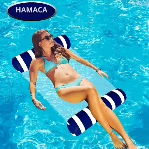 Vista 2 de Flotadores inflables para piscina, hamaca de agua de tamaño adulto, flotadores para piscina, juguetes flotantes multiusos 4 en 1, balsas de piscina