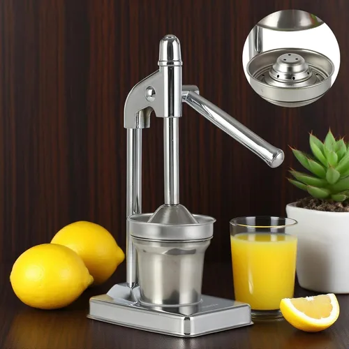 Vista 5 de Exprimidor manual de hierro fundido, exprimidor manual de cítricos de acero inoxidable, exprimidor de naranja limón resistente para jugo fresco