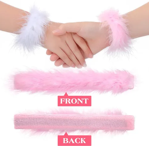 Vista 3 de 8 pulseras de plumas a presión, pulseras de plumas, pulsera de plumas, anillo de plumas, pulsera de muñeca esponjosa, pulsera de círculo, anillo