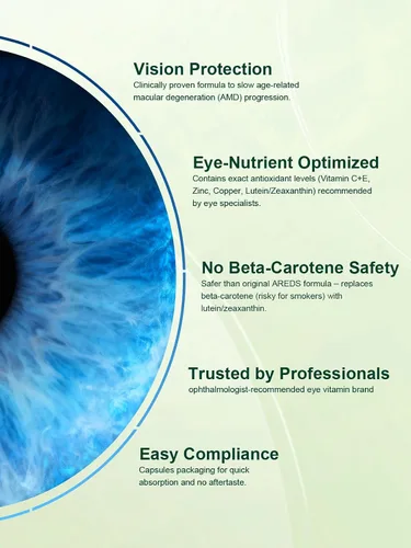Vista 2 de AREDS 2 120 cápsulas + multivitamínico, vitamina ocular 2 en 1, contiene vitamina C, D, E y zinc