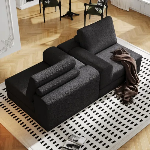 Vista 8 de Sofá seccional modular en forma de nube, sofá modular de combinación DIY para sala de estar, sofás de asiento de amor tejidos únicos con 2