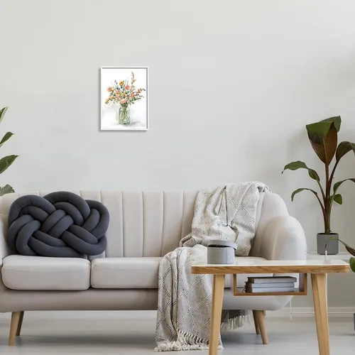 Vista 3 de Stupell Industries 'Ramo floral de rosas de prado rural' Arte Giclée enmarcado Blanco costero (Texturado)