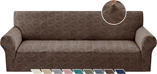 Vista 32 de YEMYHOM 1 Pieza Fundas Elásticas para Sofá de 3 Cojines, Funda de Sofá Jacquard con Parte Inferior Elástica Antideslizante, Funda Engrosada Azul
