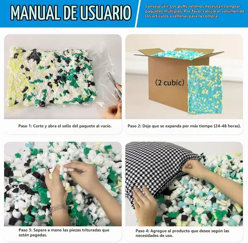 Vista 5 de Relleno de espuma viscoelástica triturada de 5 libras para relleno de puf, cojín de silla de almohada, cama para perro, recambio de manualidades