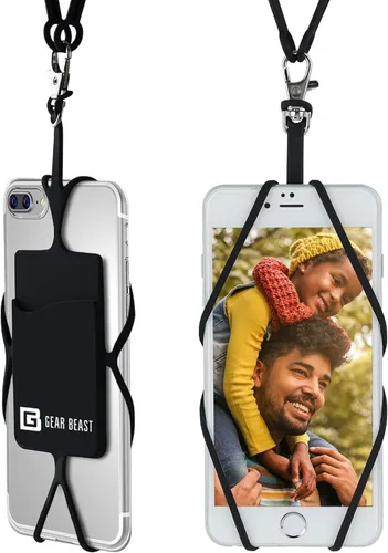 Vista 13 de Gear Beast - Correa universal para teléfono celular compatible con iPhone, Galaxy y la mayoría de teléfonos inteligentes, incluye soporte para Negro