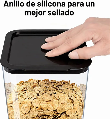 Vista 6 de 5L Cereal Dispenser Countertop with lids, Organization and Storage Containers for Kitchen and pantry, Rice Dispenser for food, Cereal, Beans, Nuts